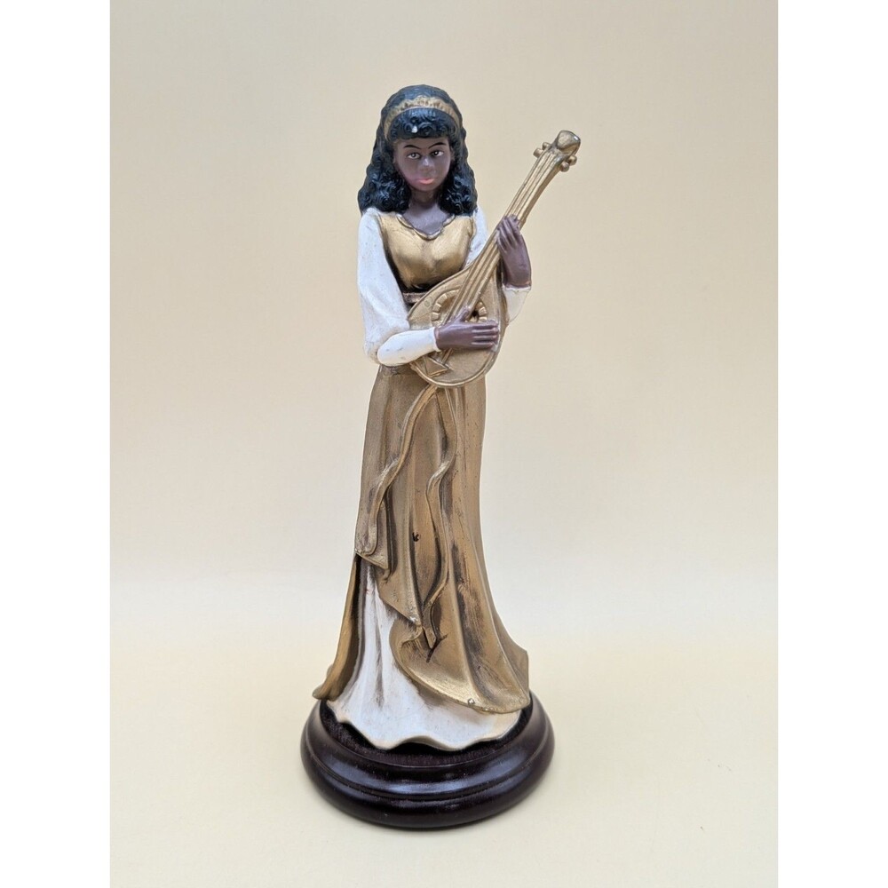 Vintage Enesco Parastone Mahogany Princess Angel Playing Lute African American *